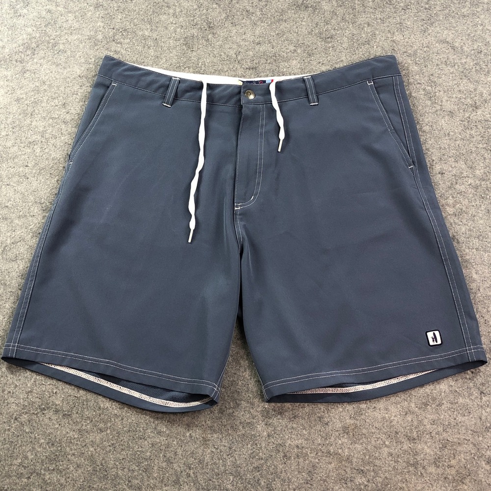 Johnnie-O Mens Performance Shorts 38 Stretch Hybrid Slate Blue JMSS1060